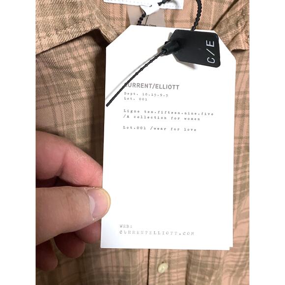 Current Elliott Size 3 The Mell Shirt Painter Plaid Button Raw Hem NWT Womens - Picture 5 of 9